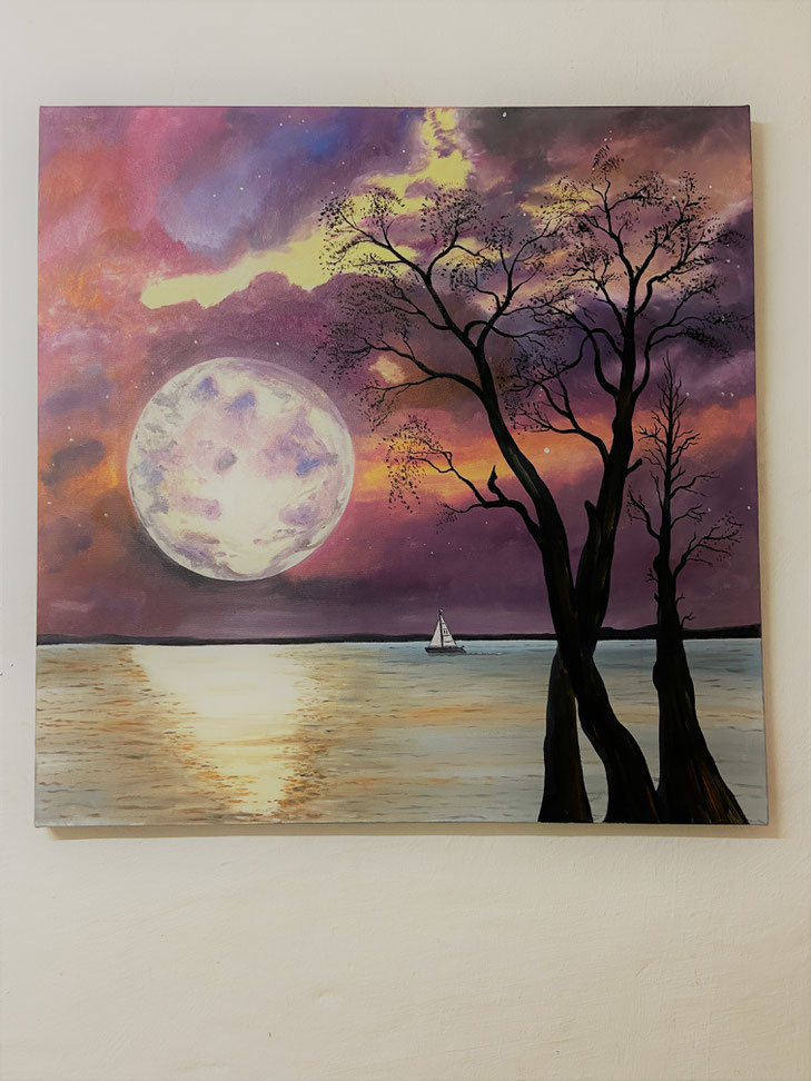 Home " Mondschein " Öl auf Leinwand 80x80 cm 250,00 EUR