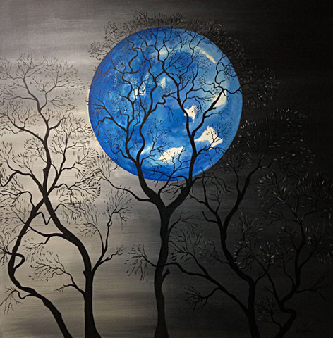 Home " Mondnacht " Akryl auf Leinwand 100 x 100 cm 300,00 EUR